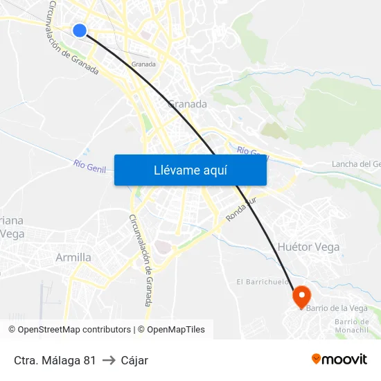 Ctra. Málaga 81 to Cájar map