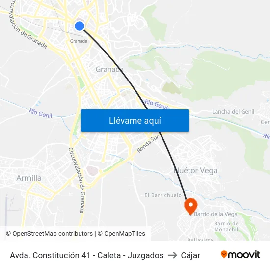 Avda. Constitución 41 - Caleta - Juzgados to Cájar map