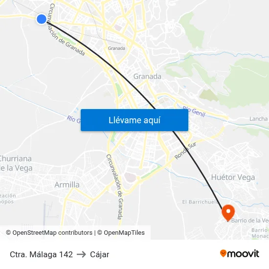 Ctra. Málaga 142 to Cájar map