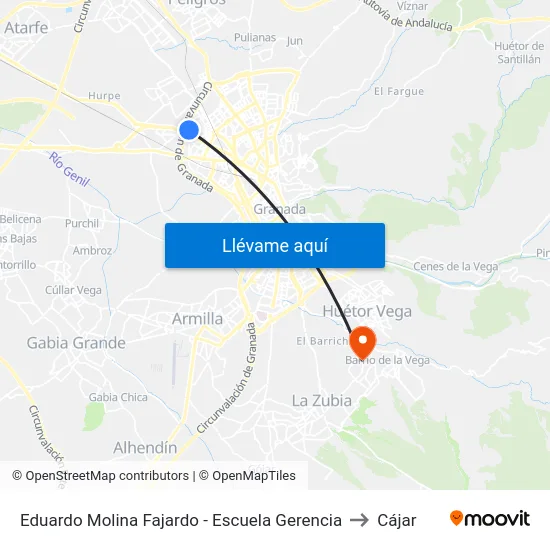 Eduardo Molina Fajardo - Escuela Gerencia to Cájar map