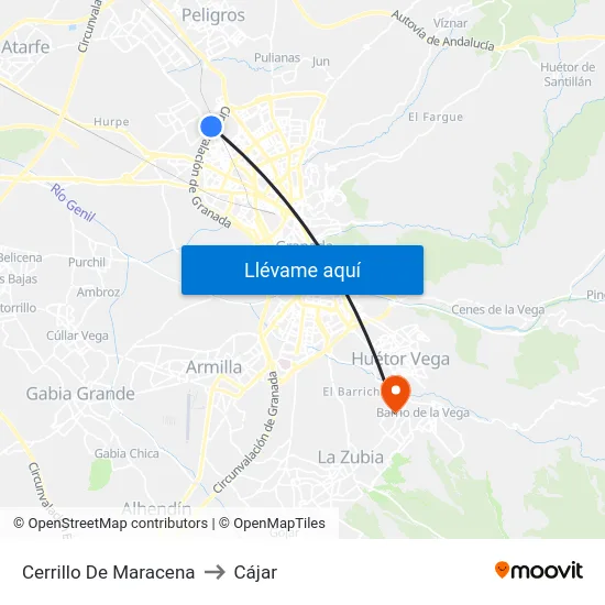 Cerrillo De Maracena to Cájar map