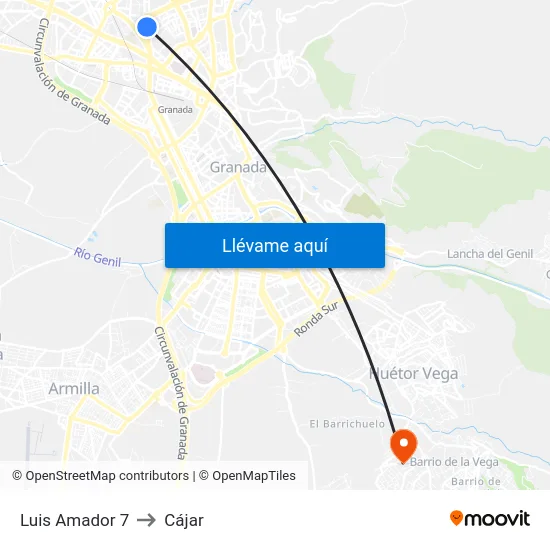 Luis Amador 7 to Cájar map