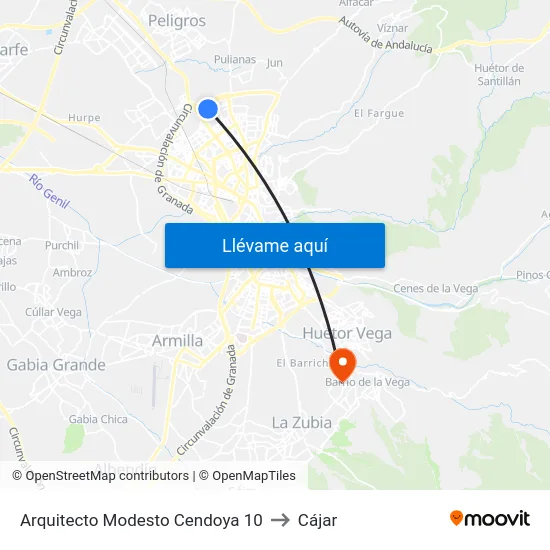 Arquitecto Modesto Cendoya 10 to Cájar map