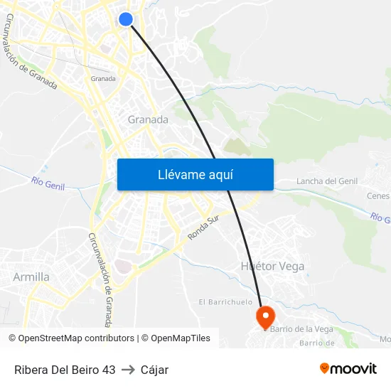 Ribera Del Beiro 43 to Cájar map