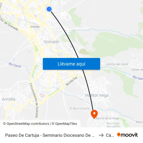 Paseo De Cartuja - Seminario Diocesano De Granada to Cájar map
