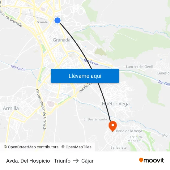 Avda. Del Hospicio - Triunfo to Cájar map