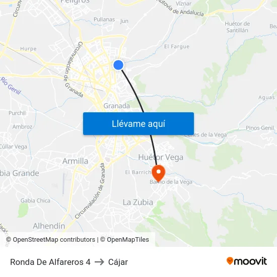 Ronda De Alfareros 4 to Cájar map