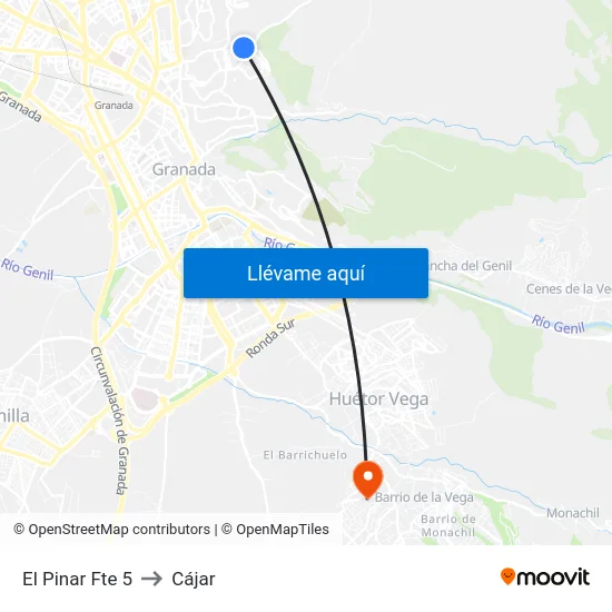 El Pinar Fte 5 to Cájar map