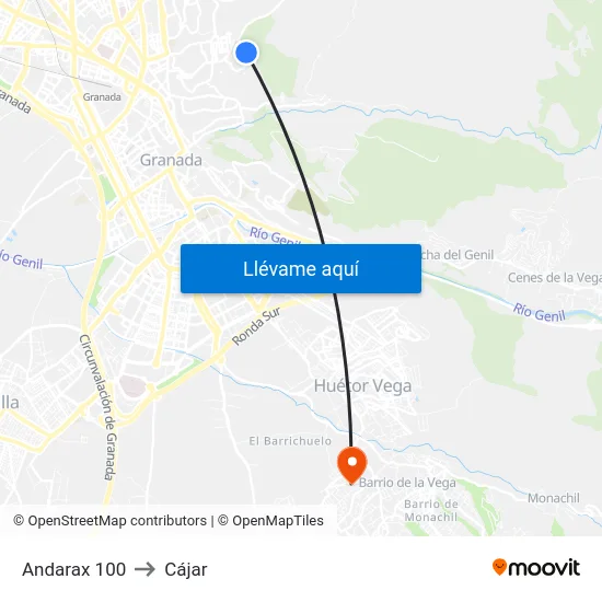 Andarax 100 to Cájar map