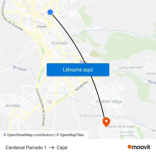 Cardenal Parrado 1 to Cájar map