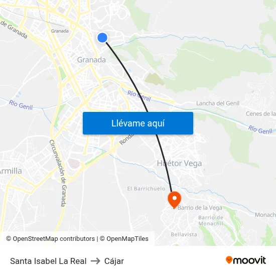 Santa Isabel La Real to Cájar map