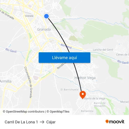 Carril De La Lona 1 to Cájar map