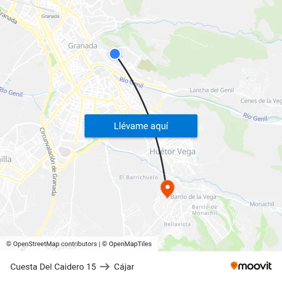 Cuesta Del Caidero 15 to Cájar map