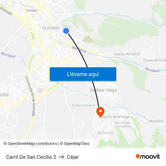 Carril De San Cecilio 2 to Cájar map