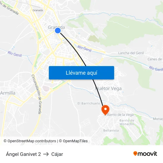 Ángel Ganivet 2 to Cájar map