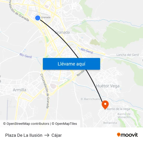 Plaza De La Ilusión to Cájar map