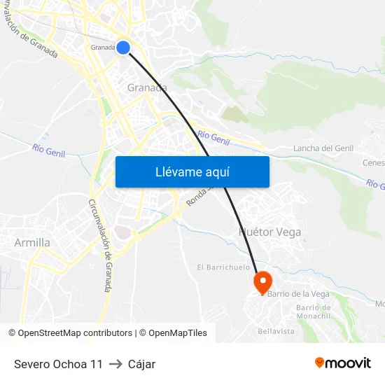 Severo Ochoa 11 to Cájar map