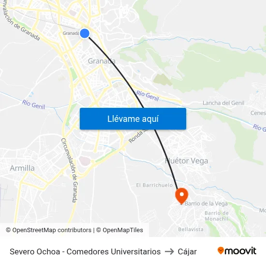 Severo Ochoa - Comedores Universitarios to Cájar map