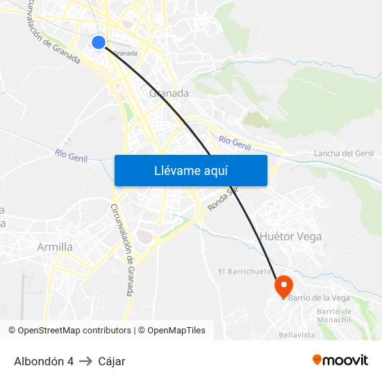 Albondón 4 to Cájar map