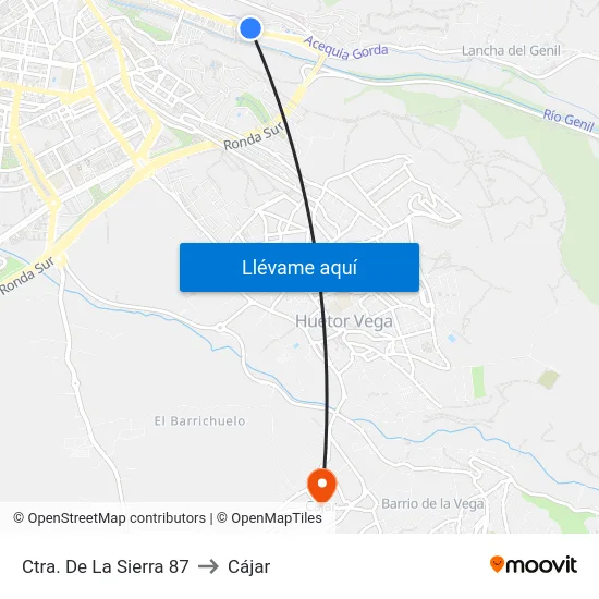 Ctra. De La Sierra 87 to Cájar map