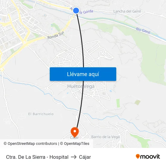 Ctra. De La Sierra - Hospital to Cájar map