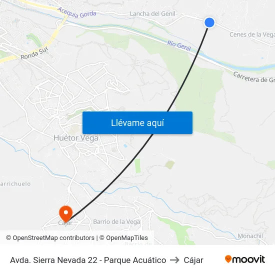 Avda. Sierra Nevada 22 - Parque Acuático to Cájar map
