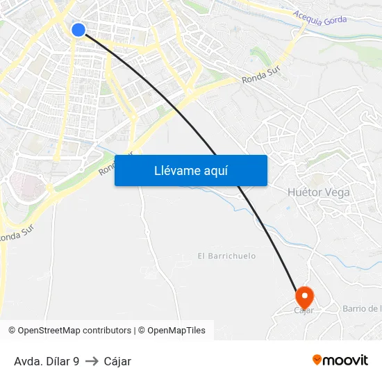 Avda. Dílar 9 to Cájar map