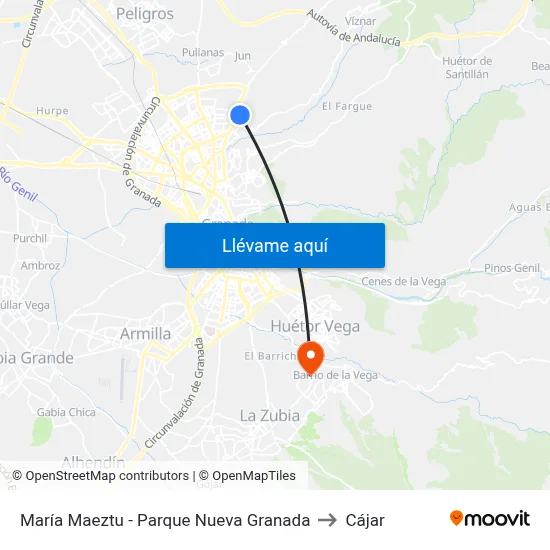 María Maeztu - Parque Nueva Granada to Cájar map