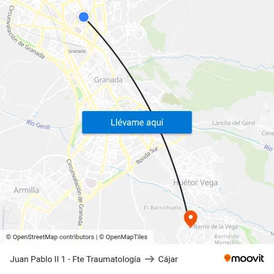 Juan Pablo II 1 - Fte Traumatología to Cájar map