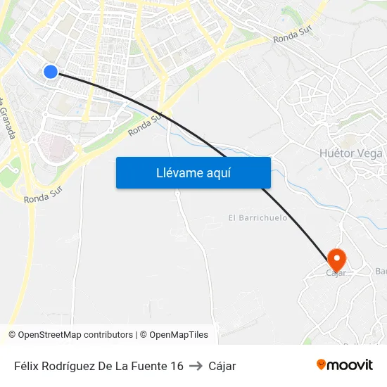 Félix Rodríguez De La Fuente 16 to Cájar map