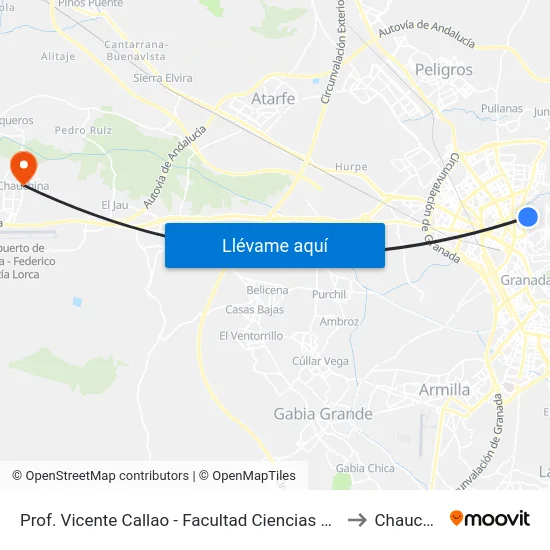 Prof. Vicente Callao - Facultad Ciencias Educación to Chauchina map