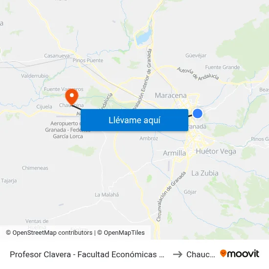 Profesor Clavera - Facultad Económicas Y Empresariales to Chauchina map