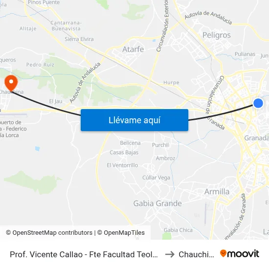 Prof. Vicente Callao - Fte Facultad Teología to Chauchina map