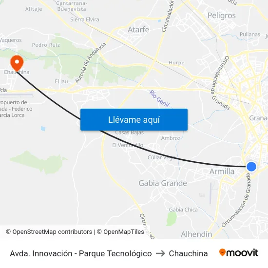 Avda. Innovación - Parque Tecnológico to Chauchina map