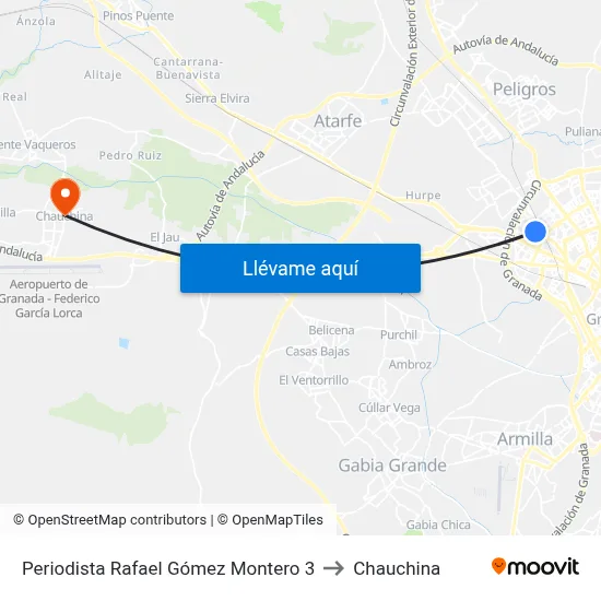 Periodista Rafael Gómez Montero 3 to Chauchina map