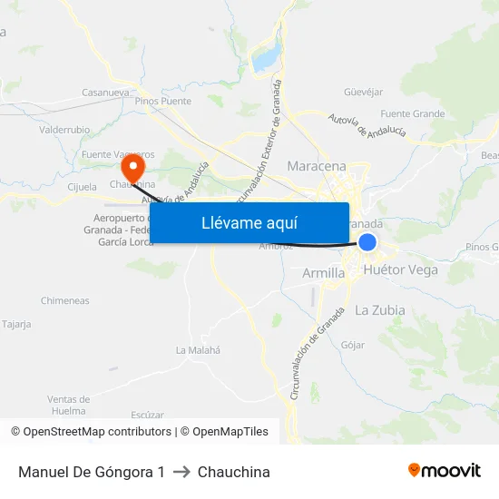 Manuel De Góngora 1 to Chauchina map