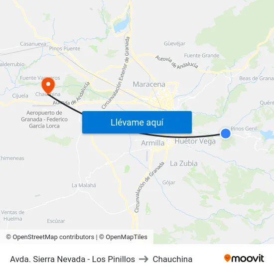 Avda.  Sierra Nevada - Los Pinillos to Chauchina map