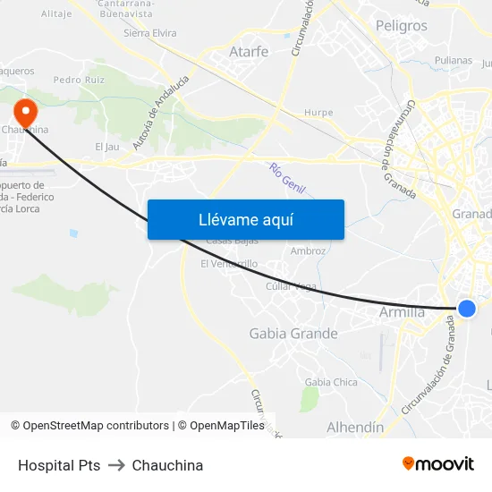 Hospital Pts to Chauchina map