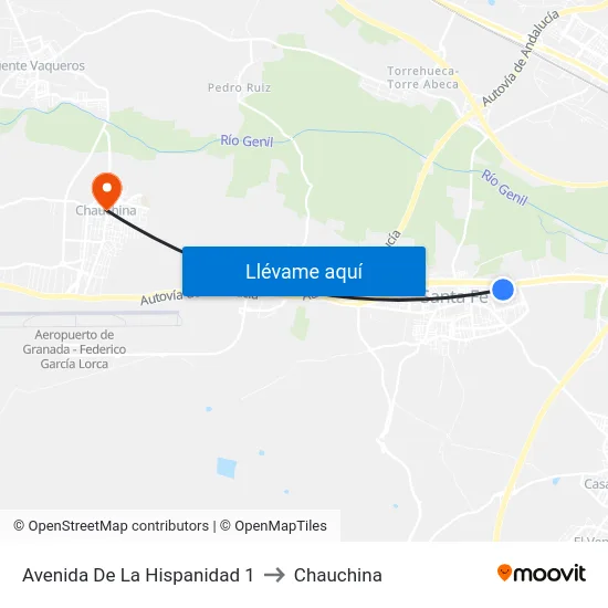 Avenida De La Hispanidad 1 to Chauchina map