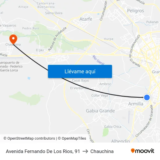 Avenida Fernando De Los Rios, 91 to Chauchina map
