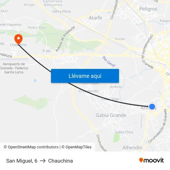 San Miguel, 6 to Chauchina map