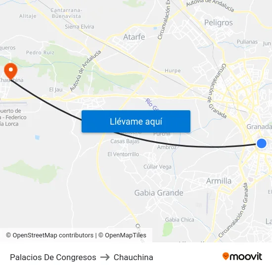 Palacios De Congresos to Chauchina map