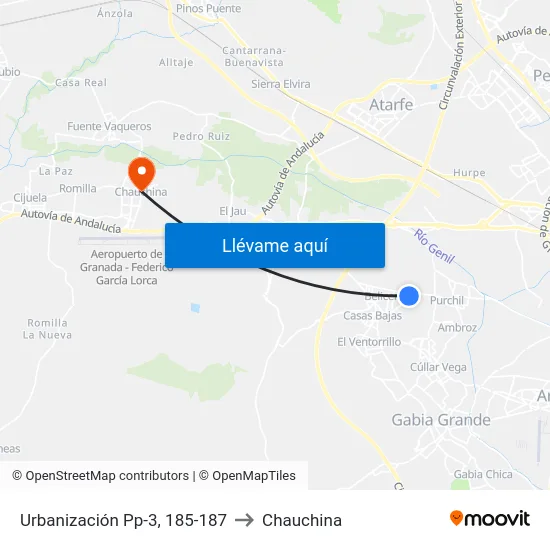 Urbanización Pp-3, 185-187 to Chauchina map
