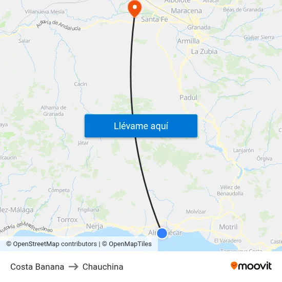 Costa Banana to Chauchina map