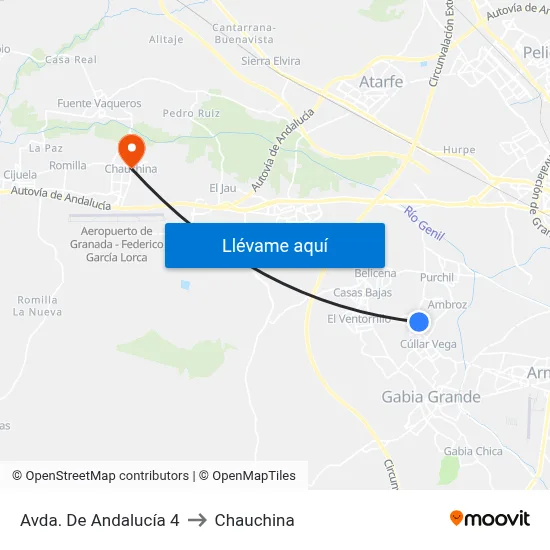 Avda. De Andalucía 4 to Chauchina map