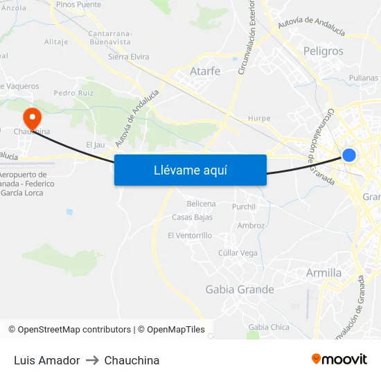 Luis Amador to Chauchina map