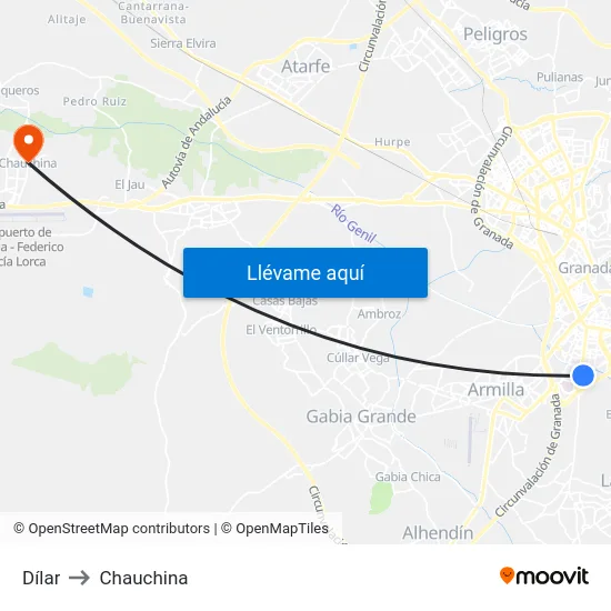 Dílar to Chauchina map