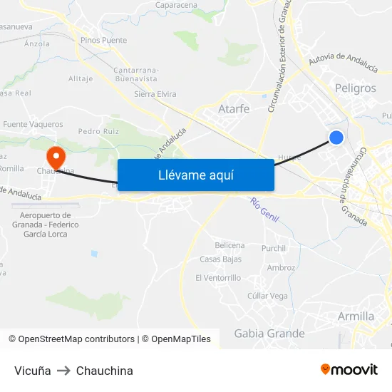 Vicuña to Chauchina map