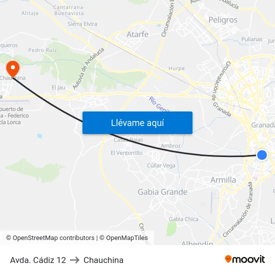 Avda. Cádiz 12 to Chauchina map