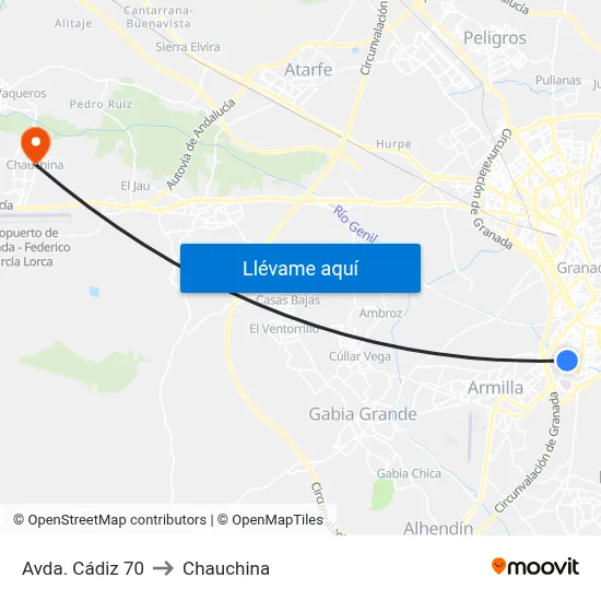 Avda. Cádiz 70 to Chauchina map